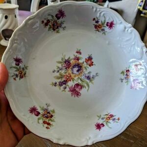 Gorgeous Vintage Floral Bowl With Gold Accents. Made In Poland.